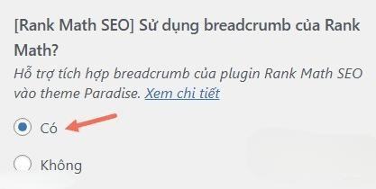 Chèn Breadcrumbs của Rank Math SEO