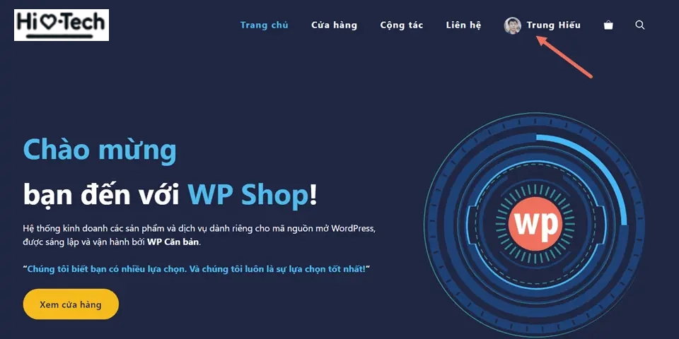 Hiển thị tên người dùng và avatar trên menu WordPress